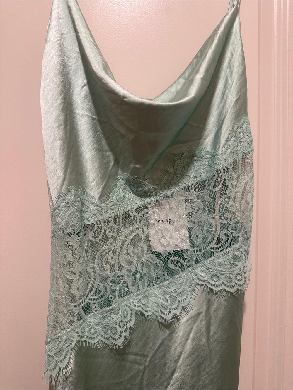 Forever 21 Mint Green Satin Lace Slip Dress - Picture 3 of 4